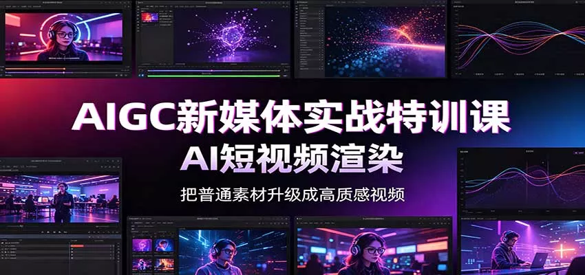 AIGC新媒体实战特训课:工具入门实操,AI短视频渲染,数字人商业视频制作-卓越网创