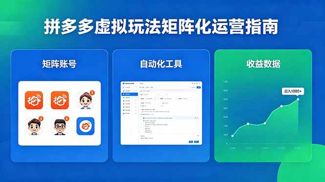 (18361期)闭眼可复制的拼多多虚拟玩法,矩阵化运营,长期稳定日入 1000+-卓越网创