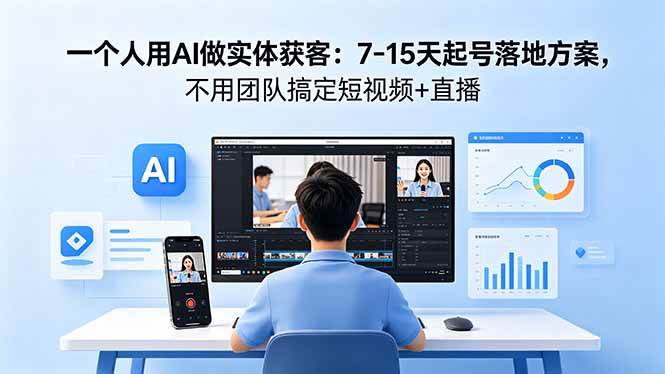 （18432期）一个人用AI做实体获客：7-15天起号落地方案，不用团队搞定短视频+直播-卓越网创