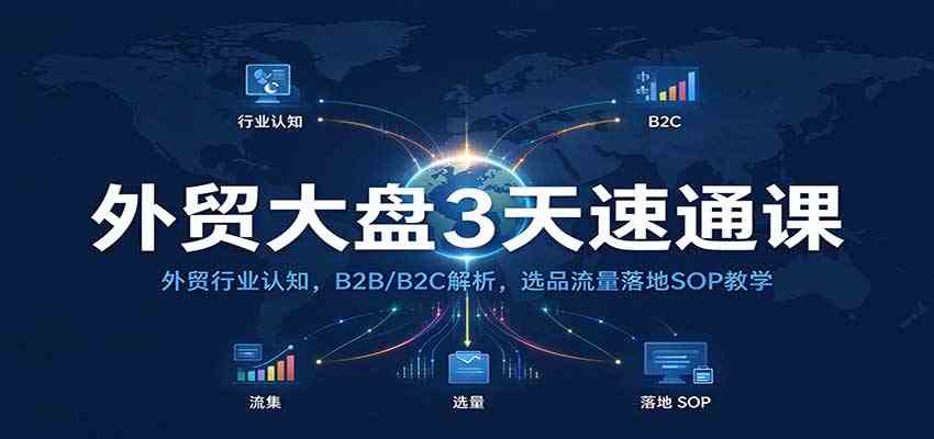 外贸大盘3天速通课：外贸行业认知，B2B/B2C解析，选品流量落地SOP教学-卓越网创