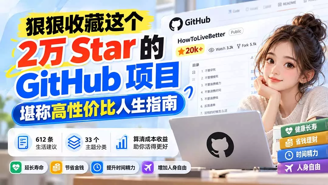 狠狠收藏这个 2 万 Star 的 GitHub 项目，堪称高性价比人生指南。-卓越网创