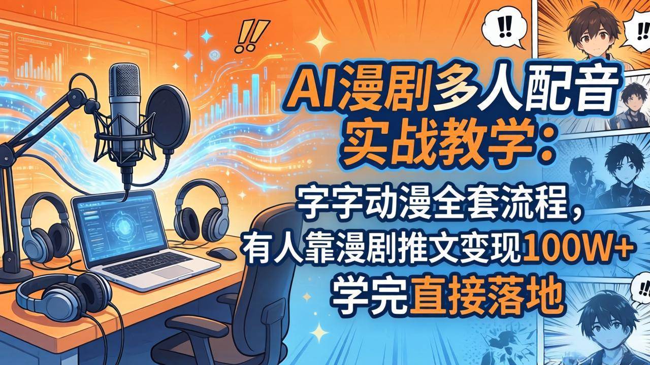(18060期) AI漫剧多人配音实战教学:字字动漫全套流程,有人靠漫剧推文变现100W+,学完直接落地-卓越网创