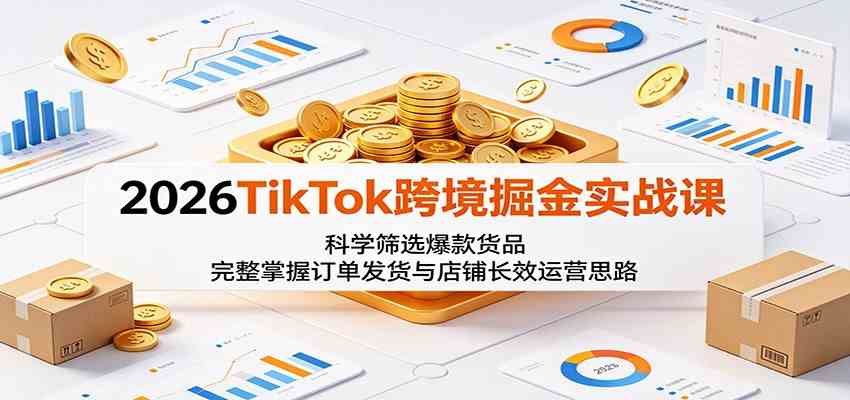 2026TikTok跨境掘金实战课:科学筛选爆款货品,完整掌握订单发货与店铺长效运营思路-卓越网创