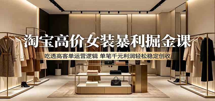 淘宝高价女装暴利掘金课:吃透高客单运营逻辑,单笔千元利润轻松稳定创收-卓越网创
