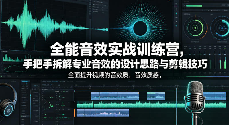 全能音效实战训练营,手把手拆解专业音效的设计思路与剪辑技巧,全面提升视频的音效质感 全能音效实战训练营,手把手拆解专业音效的设计思路与剪辑技巧,全面提升视频的音效质感