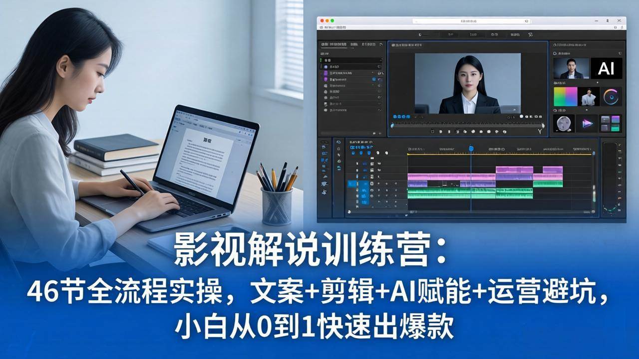 (18053期)影视解说特训营:46节全流程实操,文案+剪辑+AI赋能+运营避坑,小白从0到1快速出爆款-卓越网创