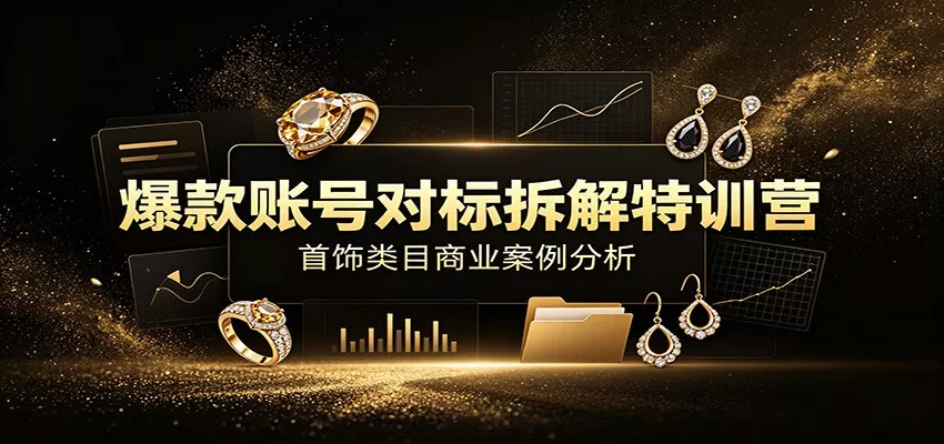 爆款账号对标拆解特训营：首饰类目商业案例分析，配套完整资料内容-卓越网创