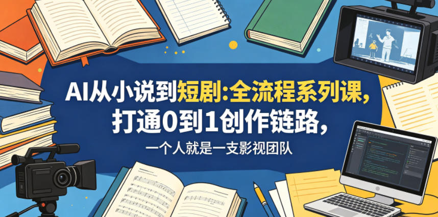 AI从小说到短剧全流程系列课，打通0到1创作链路，一个人就是一支影视团队-卓越网创