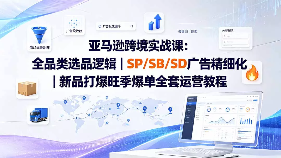 亚马逊跨境实战课-更新：全品类选品逻辑｜SP/SB/SD广告精细化｜新品打爆旺季爆单全套运营教程-卓越网创