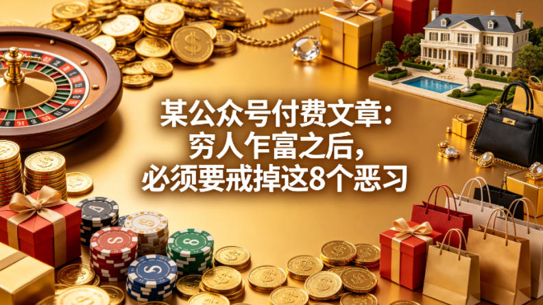 某公众号付费文章:穷人乍富之后,必须要戒掉这8个恶习-卓越网创
