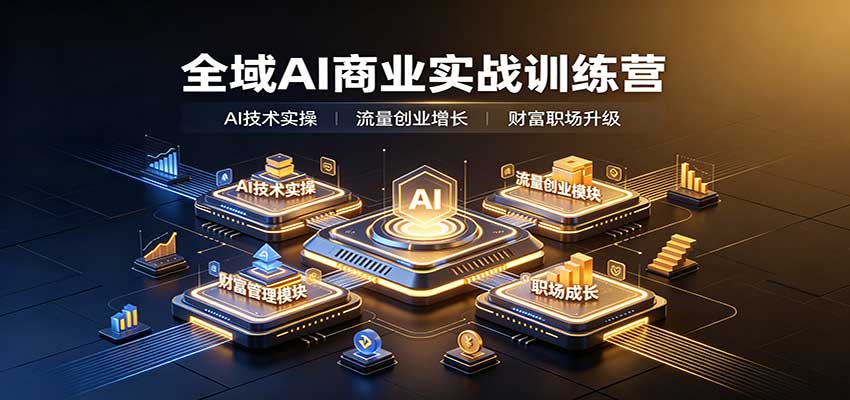 全域AI商业实战训练营：涵盖AI技术实操、流量创业、财富管理与职场成长全体系内容-卓越网创