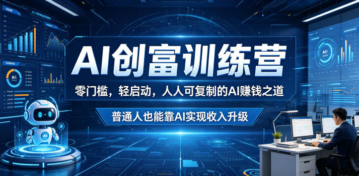 AI创富训练营,零门槛,轻启动,人人可复制的AI賺钱之道,普通人也能靠AI实现收入升级 AI创富训练营,零门槛,轻启动,人人可复制的AI賺钱之道,普通人也能靠AI实现收入升级