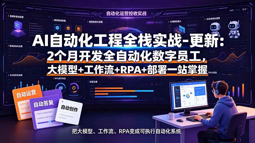 (19279期)AI自动化工程全栈实战-更新:2个月开发全自动化数字员工,大模型+工作流+RPA+部署一站式掌握 (19279期)AI自动化工程全栈实战-更新:2个月开发全自动化数字员工,大模型+工作流+RPA+部署一站式掌握