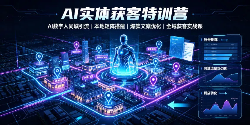 AI实体获客特训营|AI数字人同城引流、本地矩阵搭建、爆款文案优化全域获客实战课 AI实体获客特训营|AI数字人同城引流、本地矩阵搭建、爆款文案优化全域获客实战课