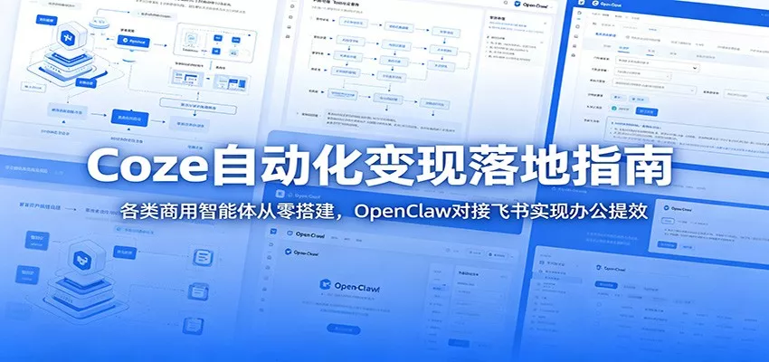 Coze自动化变现落地指南：各类商用智能体从零搭建，OpenClaw对接飞书实现办公提效-卓越网创