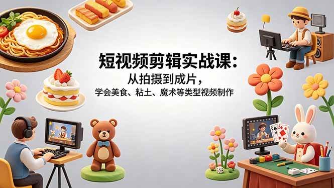 (18375期)短视频剪辑实战课:从拍摄到成片,学会美食、粘土、魔术等类型视频制作 (18375期)短视频剪辑实战课:从拍摄到成片,学会美食、粘土、魔术等类型视频制作