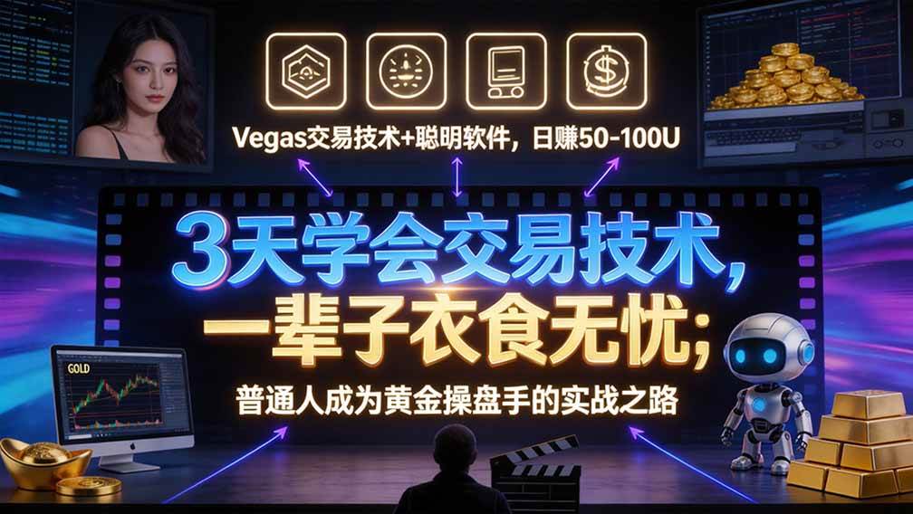 （20841期）“顺势而为交易系统”3天学会交易技术，聪明软件辅助，小白也能看懂趋势交易，日入30-100U,长期稳定-卓越网创