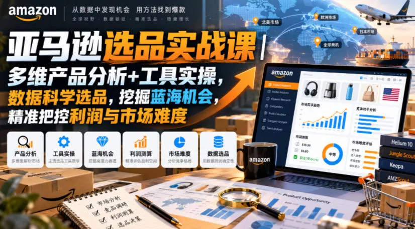 亚马逊选品实战课｜多维产品分析+工具实操，数据科学选品，挖掘蓝海机会，精准把控利润与市场难度-卓越网创