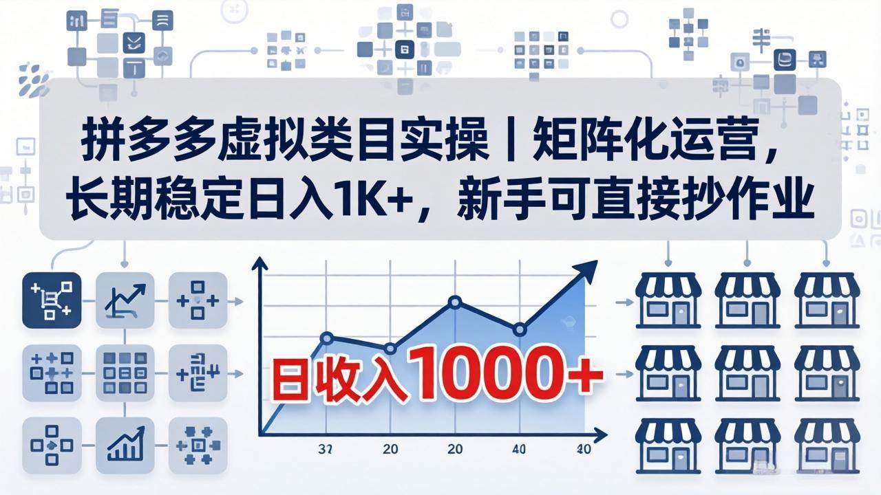 (18218期)拼多多虚拟类目实操|矩阵化运营,长期稳定日入 1K+,新手可直接抄作业-卓越网创