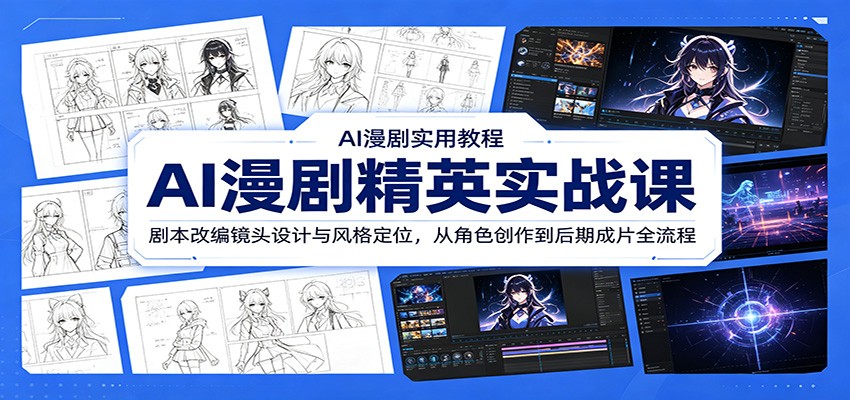 AI漫剧精英实战课：剧本改编镜头设计与风格定位，从角色创作到后期成片全流程-卓越网创