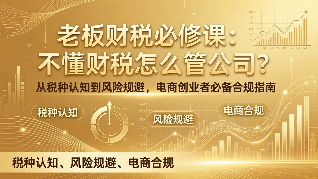 （17599期）老板财税必修课：不懂财税怎么管公司？从税种认知到风险规避，电商创业者必备合规指南-卓越网创