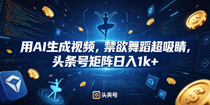 用AI生成视频,禁欲舞蹈超吸睛,头条号矩阵日入1k+ 用AI生成视频,禁欲舞蹈超吸睛,头条号矩阵日入1k+
