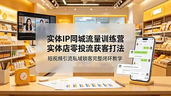 实体IP同城流量训练营：实体店零投流获客打法，短视频引流私域锁客完整闭环教学-卓越网创
