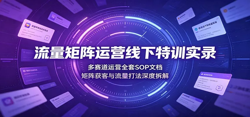 流量矩阵运营线下特训实录:多赛道运营全套SOP文档,矩阵获客与流量打法深度拆解-卓越网创
