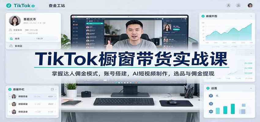 TikTok橱窗带货实战课：掌握达人佣金模式，账号搭建，AI短视频制作，选品与佣金提现-卓越网创