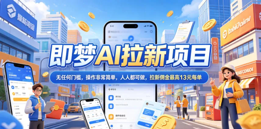 2026年即梦AI拉新项目最新玩法，无任何门槛，操作非常简单，人人都可做，拉新佣金最高13米每单(更新6月24日)-卓越网创