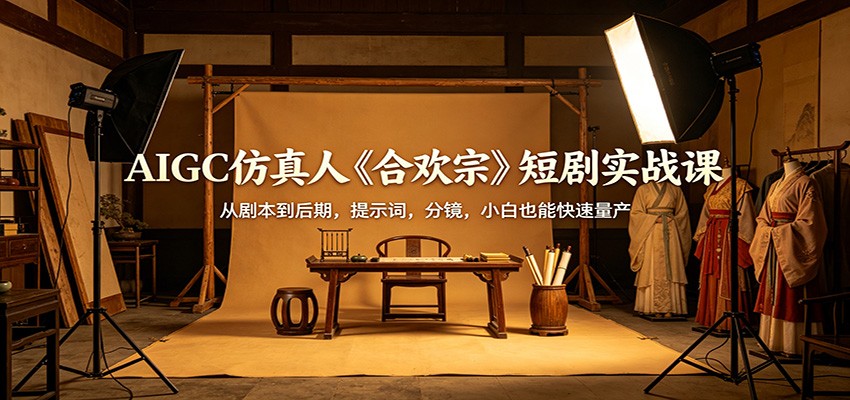 AIGC仿真人《合欢宗》短剧实战课：从剧本到后期，提示词，分镜，小白也能快速量产-卓越网创
