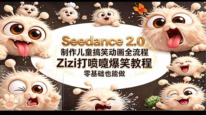 （18211期）Seedance 2.0 制作儿童搞笑动画全流程Zizi打喷嚏爆笑教程｜零基础也能做-卓越网创