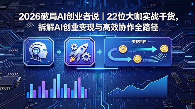 （18628期）2026 破局 AI 创业者说｜22 位大咖实战干货，拆解 AI 创业变现与高效协作全路径-卓越网创