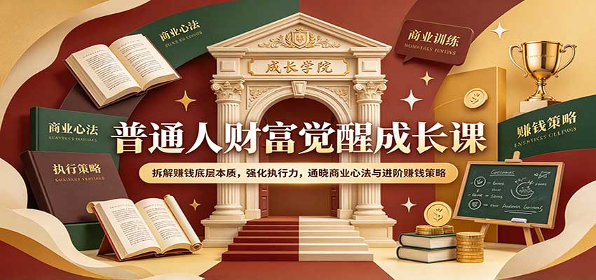 普通人财富觉醒成长课：拆解赚钱底层本质，强化执行力，通晓商业心法与进阶赚钱策略-卓越网创