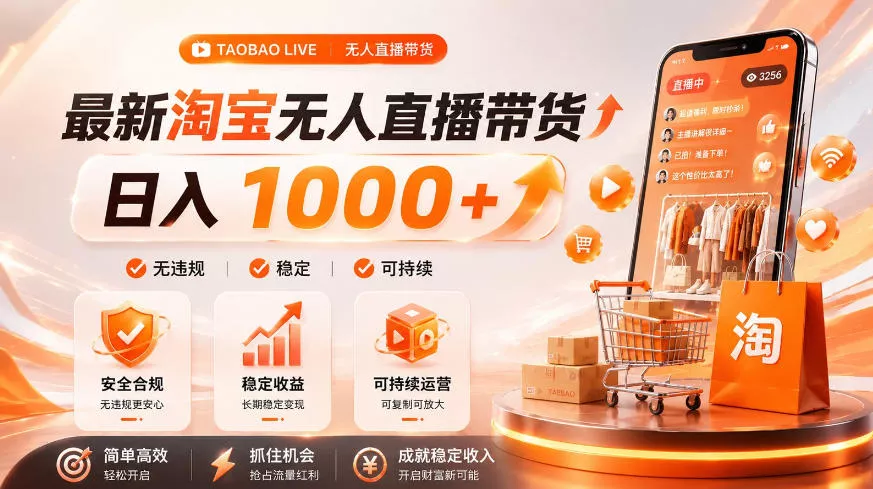 拒绝死工资!淘宝无人直播,让你睡觉都在进账,单设备日入1k+普通人的变现蓝海【揭秘】 拒绝死工资!淘宝无人直播,让你睡觉都在进账,单设备日入1k+普通人的变现蓝海【揭秘】