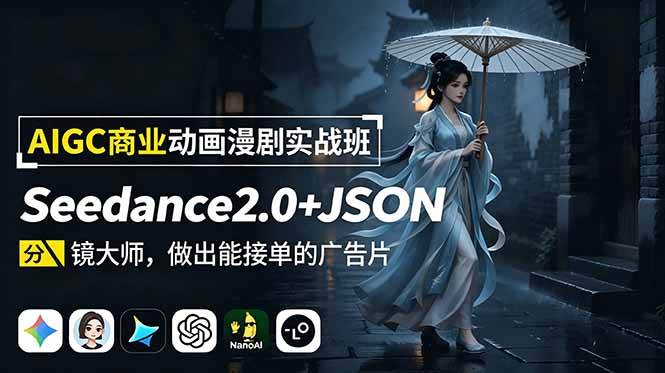 (18849期)AIGC商业动画漫剧实战班:Seedance2.0+JSON分镜大师,做出能接单的广告片 (18849期)AIGC商业动画漫剧实战班:Seedance2.0+JSON分镜大师,做出能接单的广告片
