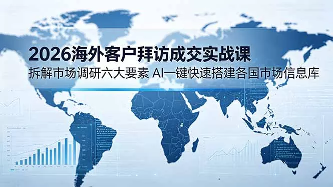 2026海外客户拜访成交实战课:拆解市场调研六大要素,AI一键快速搭建各国市场信息库 2026海外客户拜访成交实战课:拆解市场调研六大要素,AI一键快速搭建各国市场信息库