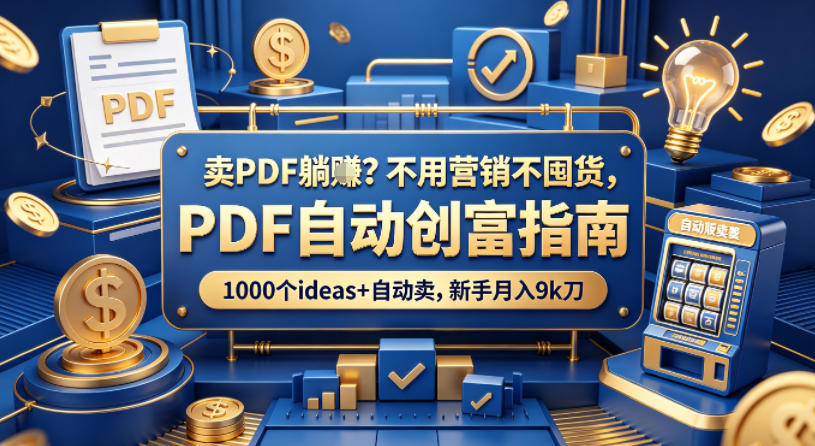 卖PDF躺賺?不用营销不囤货,PDF自动创富指南,1000个ideas+自动卖,新手月入9k刀【原创双语字幕】 卖PDF躺賺?不用营销不囤货,PDF自动创富指南,1000个ideas+自动卖,新手月入9k刀【原创双语字幕】