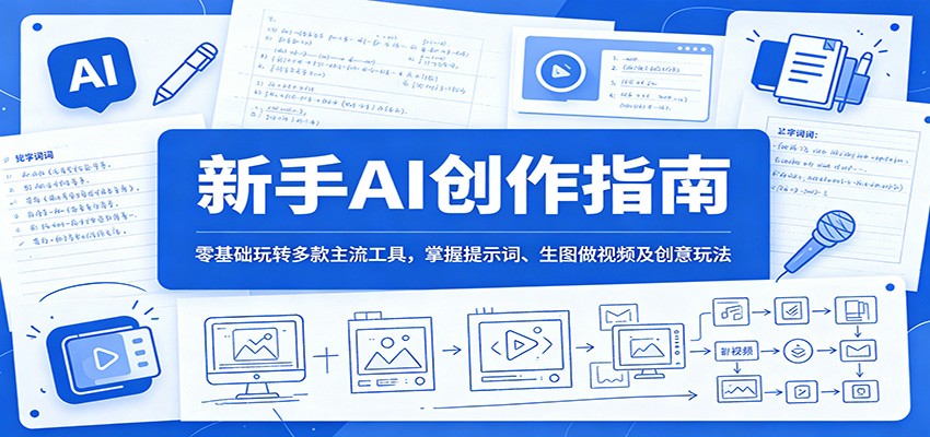 新手AI创作指南:零基础玩转多款主流工具,掌握提示词、生图做视频及创意玩法-卓越网创