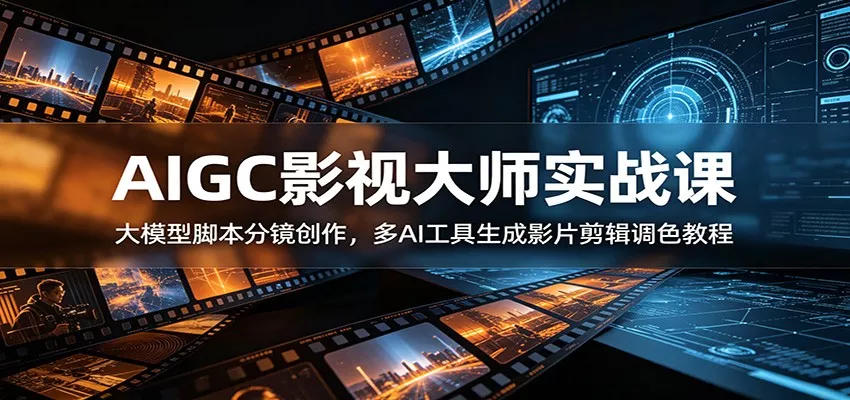 AIGC影视大师实战课：大模型脚本分镜创作，多AI工具生成影片剪辑调色教程-卓越网创