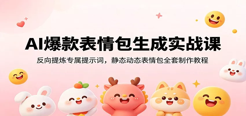 AI爆款表情包生成实战课:反向提炼专属提示词,静态动态表情包全套制作教程-卓越网创