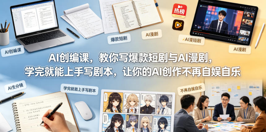 AI创编课，教你写爆款短剧与AI漫剧，学完就能上手写剧本，让你的AI创作不再自娱自乐-卓越网创