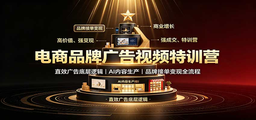 电商品牌广告视频特训:直效广告底层逻辑,AI内容生产,品牌接单变现全流程-卓越网创