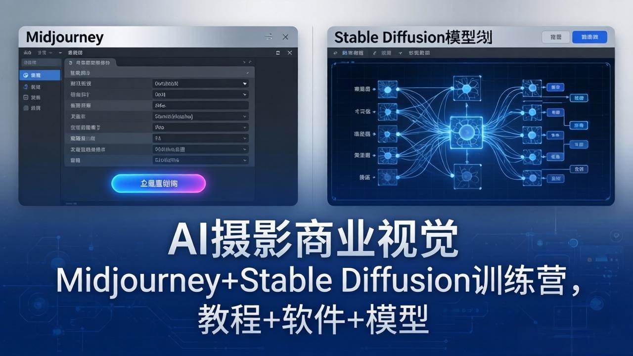 （18271期）AI摄影商业视觉Midjourney+Stable Diffusion训练营，教程+软件+模型-卓越网创