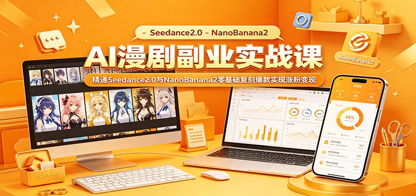 AI漫剧副业实战课:精通Seedance2.0与NanoBanana2零基础复刻爆款实现涨粉变现 AI漫剧副业实战课:精通Seedance2.0与NanoBanana2零基础复刻爆款实现涨粉变现