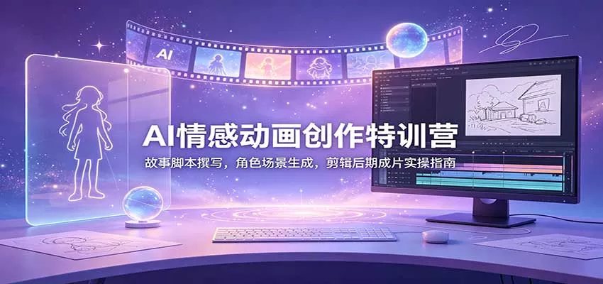 AI情感动画创作特训营：故事脚本撰写，角色场景生成，剪辑后期成片实操指南-卓越网创