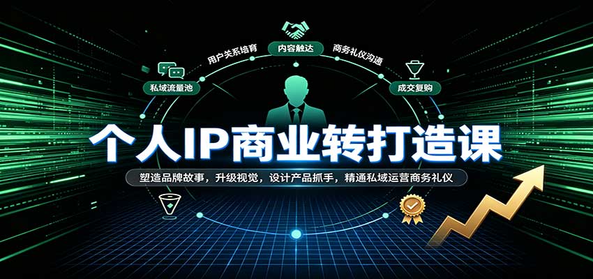 个人IP商业打造课:塑造品牌故事,升级视觉,设计产品抓手,精通私域运营商务礼仪-卓越网创