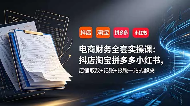 电商财务全套实操课:抖店淘宝拼多多小红书,店铺取数+记账+报税一站式解决 电商财务全套实操课:抖店淘宝拼多多小红书,店铺取数+记账+报税一站式解决