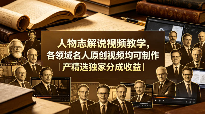人物志解说视频教学,各领域名人原创视频均可制作丨精选独家分成收益-卓越网创