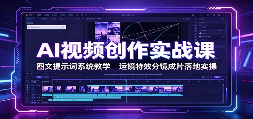 AI视频创作实战课:图文提示词系统教学运镜特效分镜成片落地实操-卓越网创